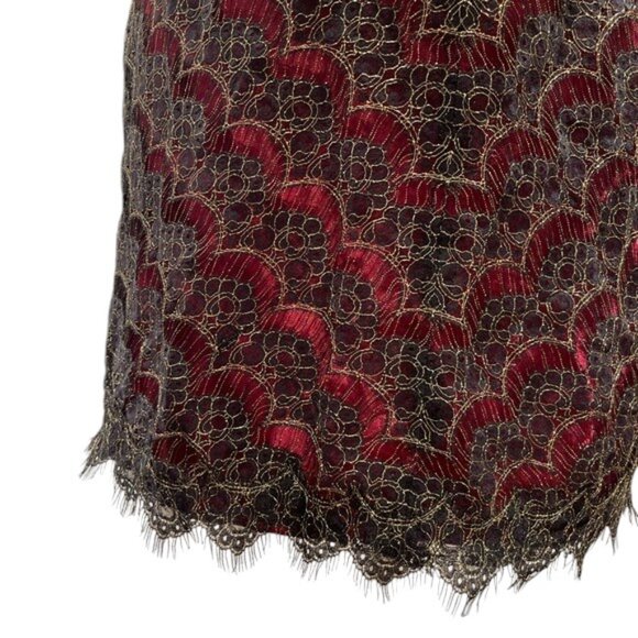 Betsey Johnson Y2K VINTAGE Red Slip Dress with Gold Lace Overlay NWT - Picture 9 of 10